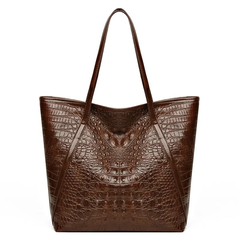 Simple and versatile tote bag with crocodile print Fashionable bag with large capacity Women's shoulder bag with vintage design