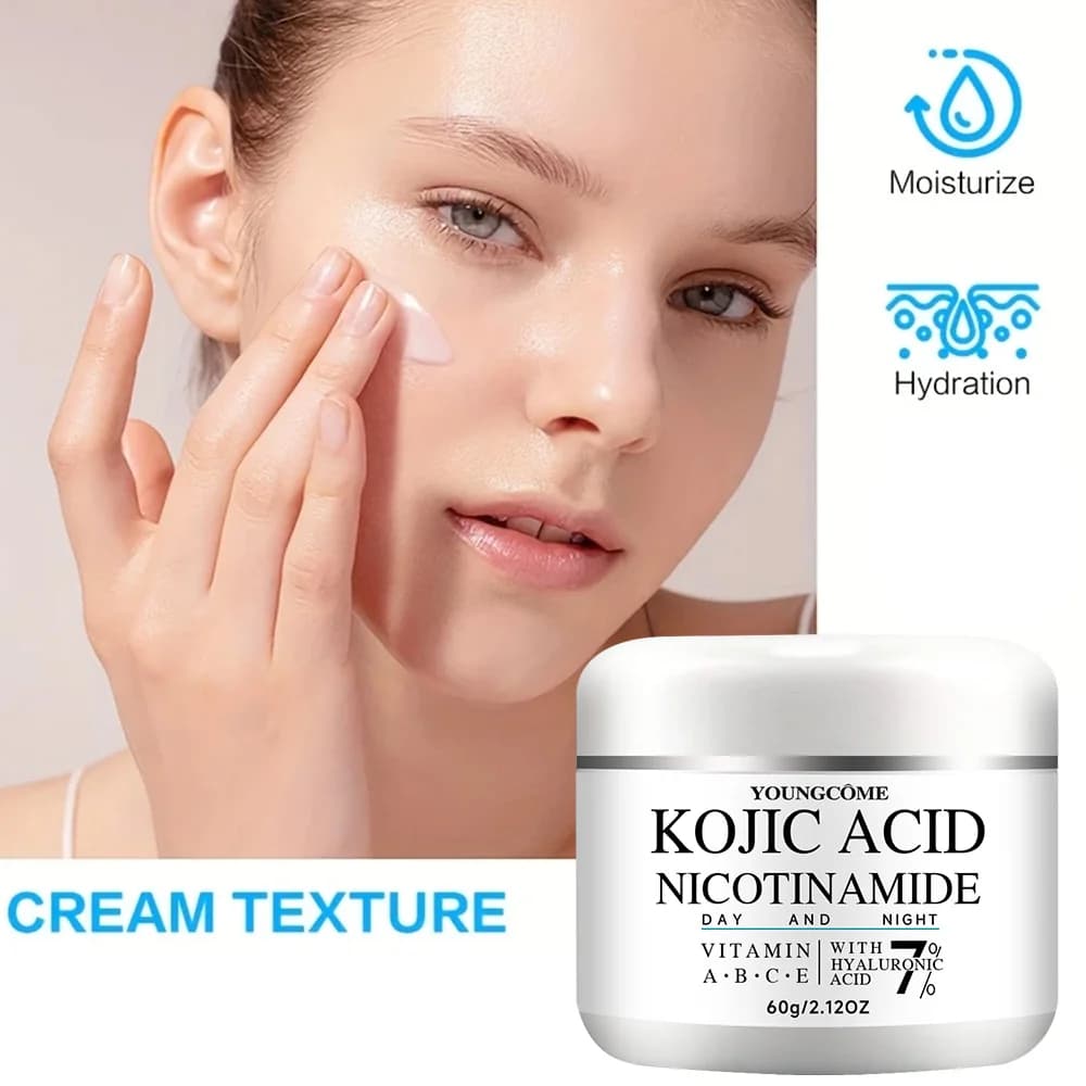 Day and night face cream with cogic acid, niacinamide, vitamins A/B/C/E and hyaluronic acid - Moisturizing skin and daily nutrients