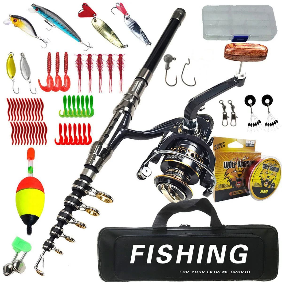 1.8m-3m Canna da pesca Set Lancio lungo Richiamo Pesca in mare Esche morbide Ganci Lenza da pesca Canna da pesca Set completo di attrezzatura da pesca