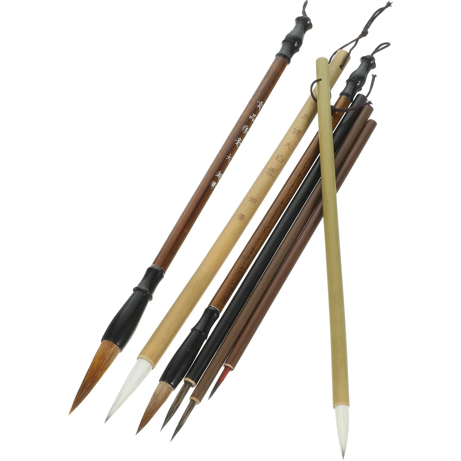 7Pcs Traditional Calligraphy Brush Set Chinese Ink Painting Brush Pen for Learning Calligraphy Easy Grip Non- High