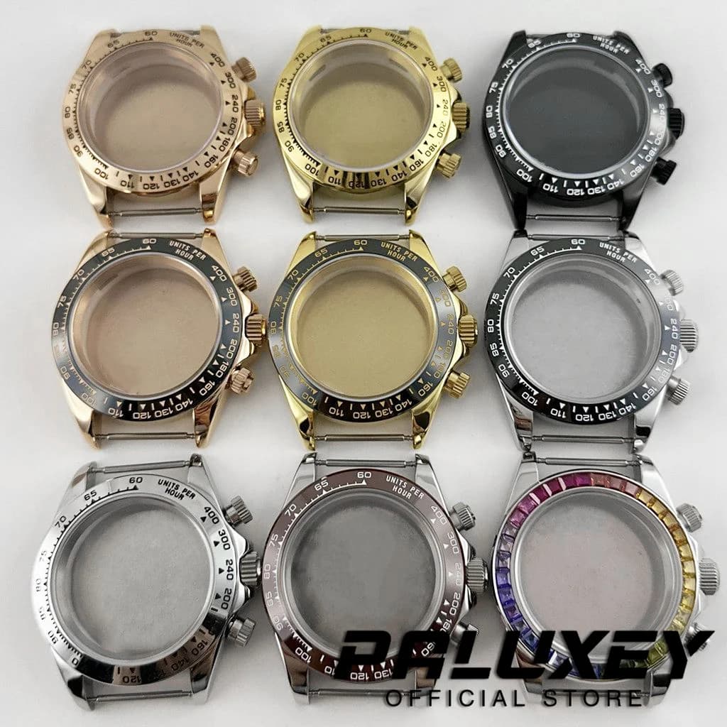 Cassa in acciaio per orologio da uomo VK63 Daytona 40mm, compatibile con movimento al quarzo VK63 VK64, ricambi e accessori per orologi, adatta a cinturini da 20mm