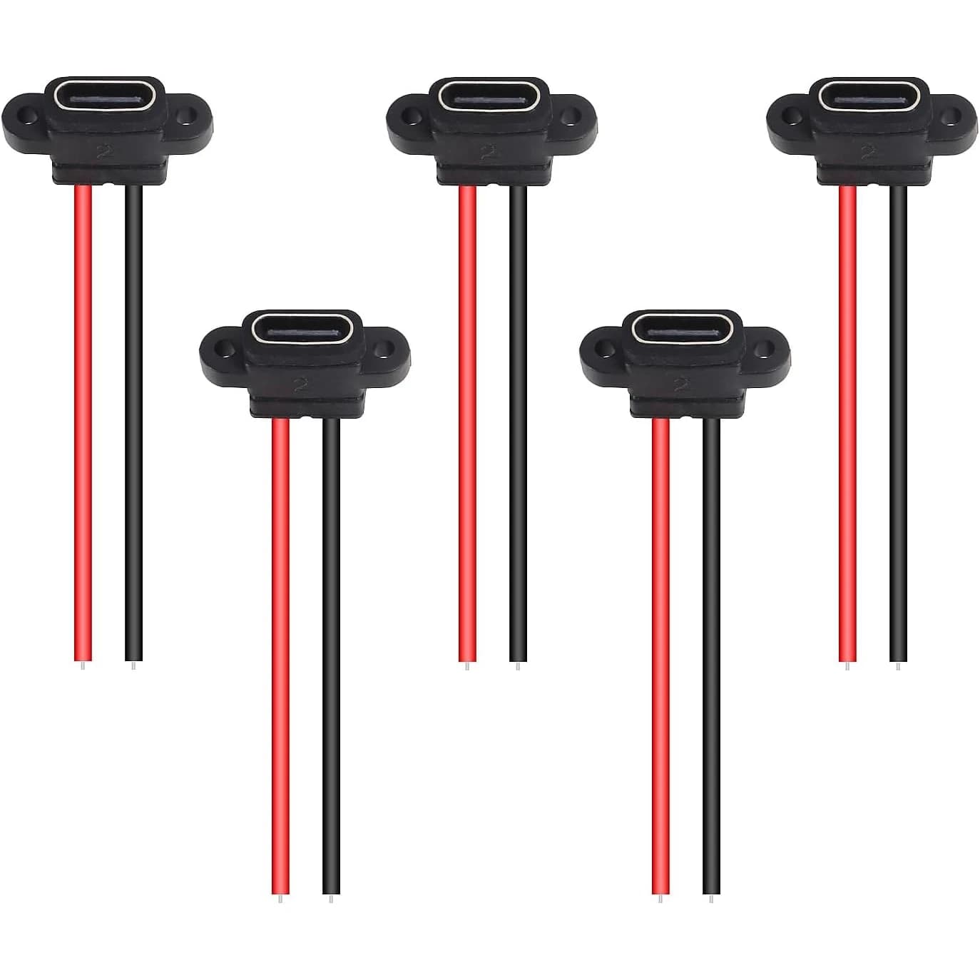 5PCS Type-C Frame Female 2 Pin Type-C Holder Female Connector Jack Waterproof Refill Door Female 3A USB-C Socke Load Spin