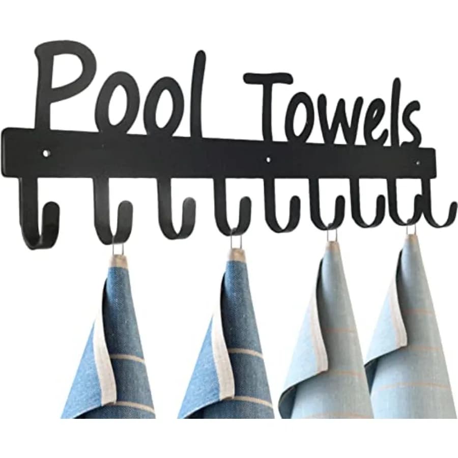 Black Pool Towel Rack Outdoor Towel Rack for Pool Towel Hooks Towel Hanger for Bathrobes Clothes 9 Hooks