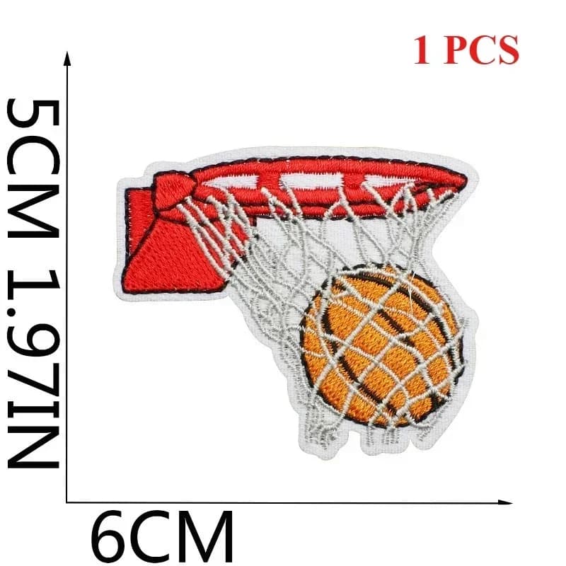 Adesivo in stoffa per ricamo da basket Abbigliamento per bambini Toppa decorativa Etichetta per ricamo per computer con palla sportiva