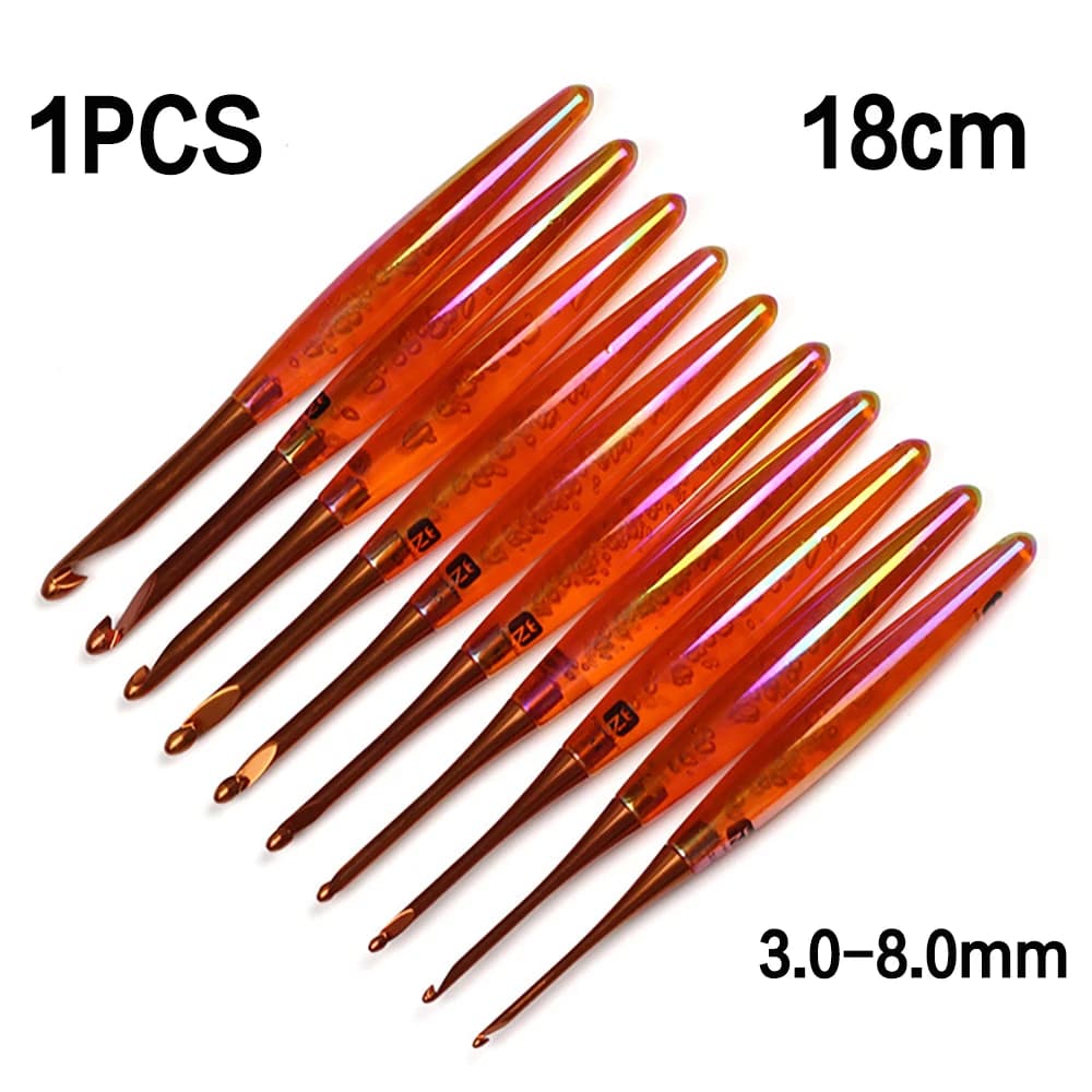 1Pcs Crochet Hooks Ergonomic 18cm Extra Long 3.0-8.0mm Acrylic Comfort Grip Handles with Aluminum Hook Tips Lightweight Needles