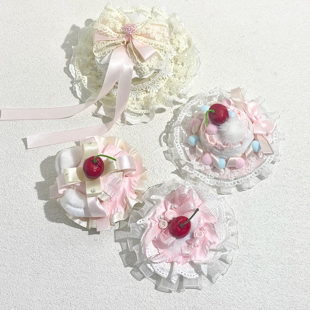 AENSOA Estate Rosa Serie Torta Lolita Tornante Per Le Donne Ragazze Delicatezza Cherry Bordo Del Merletto Bowknot Decorazione Accessori Per Capelli Nuovo