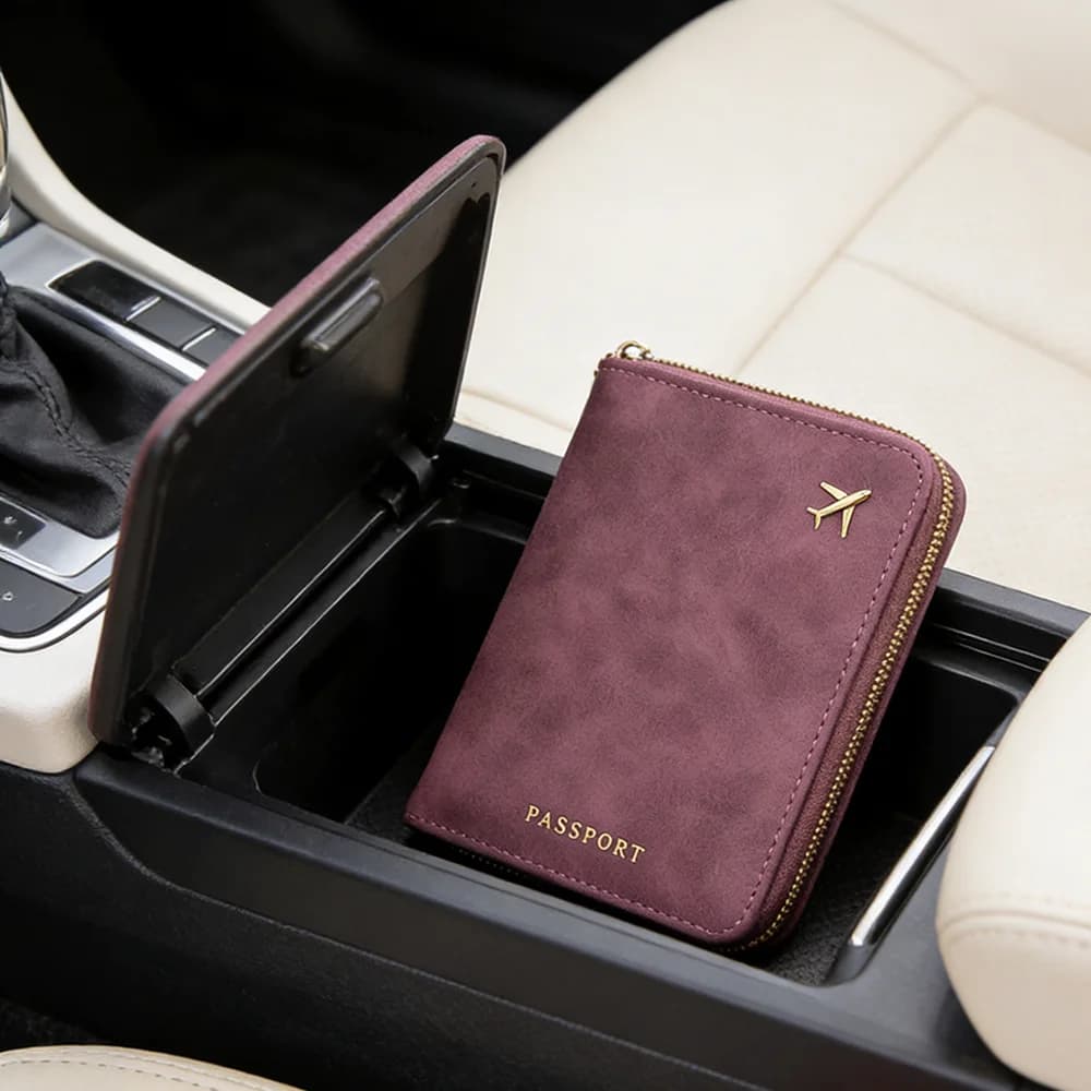 Organizzatore di Documenti da Viaggio, Porta Passaporto con Zip, Portafoglio da Viaggio in Pelle, Porta Carte di Credito e Borsa Porta Soldi per Uomo e Donna