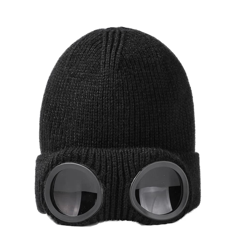 Berretto invernale da ciclismo all'aperto Cappello lavorato a maglia caldo antivento per uomo Donna Berretto da maschera da sci con design compatibile con occhiali