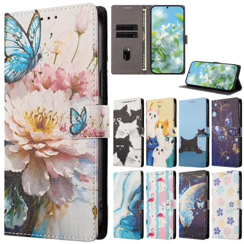 Per Funda ZTE nubia Music 2 Custodia Nubia Music2 Cover Flip Portafoglio Stand Custodia per telefono per ZTE Nubia Music Z2353 Cover Cartoon Cat