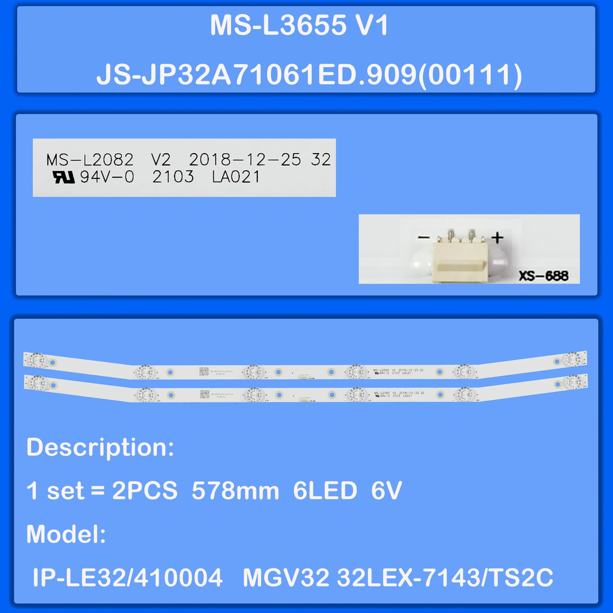 Striscia di retroilluminazione a LED per DM-LED32MQ10 ETV3217 EX-32HT011B EX-32HS013B ELEFW328X ELST3216H LE-32GT7-B4 32DH5502 32DHT5000 32FJ110
