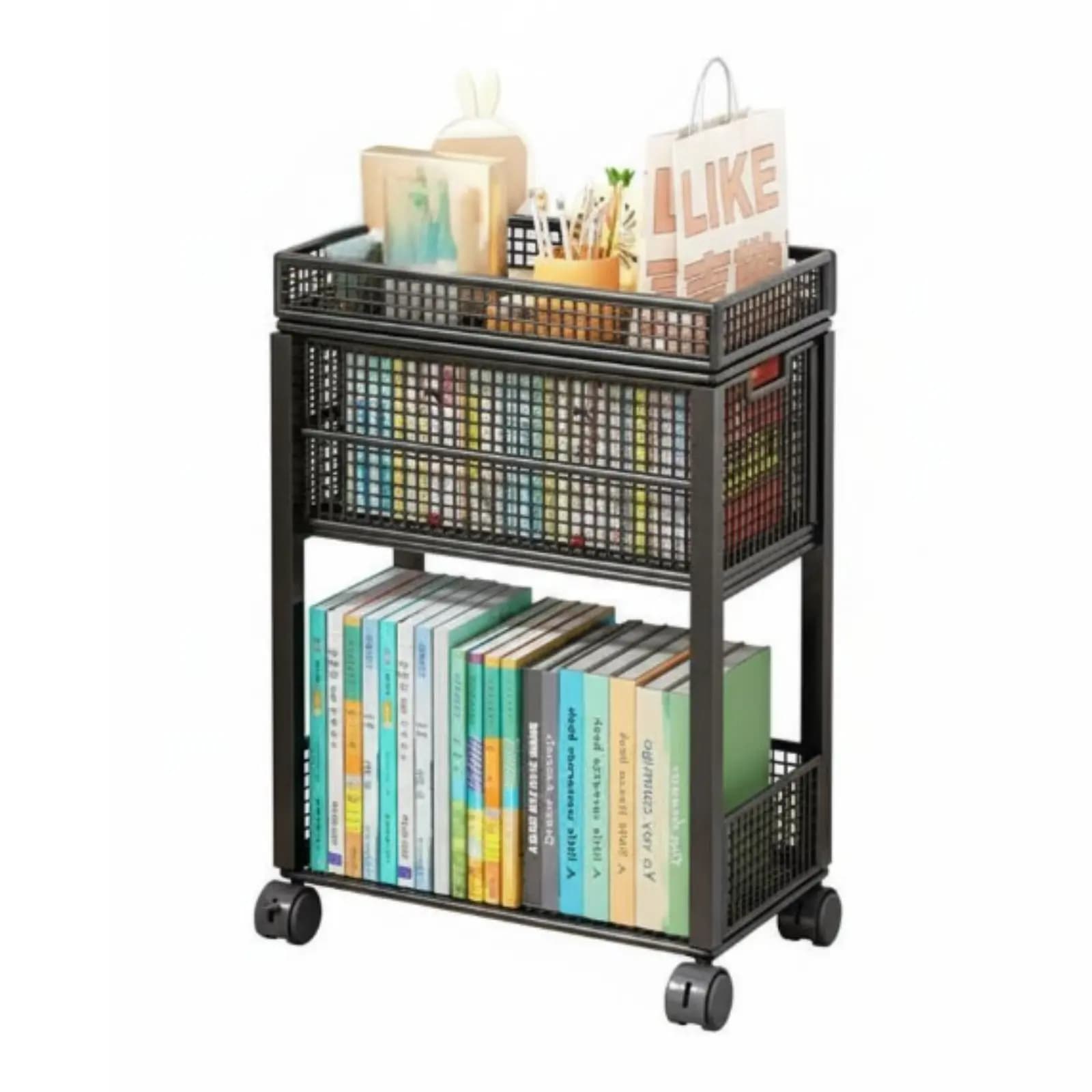 Carrello Organizzatore con Ruote da Scrivania, Organizzatore Sotto Scrivania Facile da Spostare, Design Semplice per Studenti, Aula