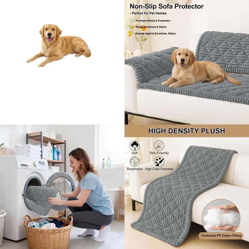 Anti-slip Washing Cover for Domestic Animals, 3D Sofa Protection, Cane Furniture Thickness Cover (Grigio, 27.6 x 82.7)