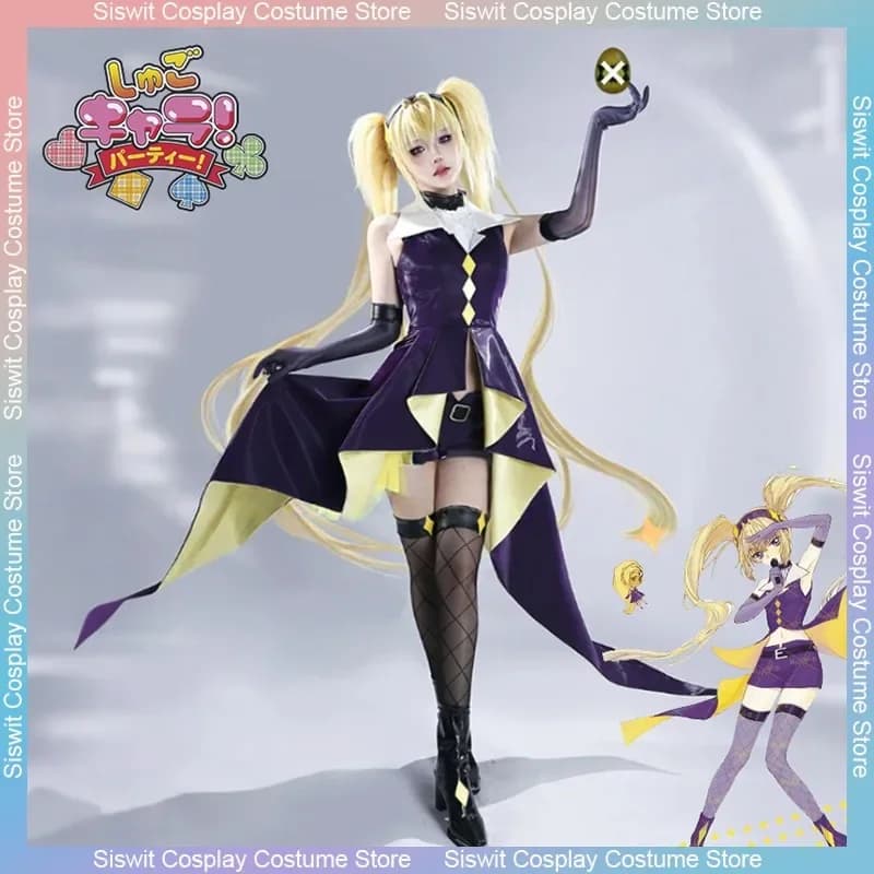 Anime Shugo Chara Tsukiyomi Utau Costumi Cosplay Romboidale scuro Gioiello Uniformi Set completo Vestito da festa Carnevale Abiti donna sexy