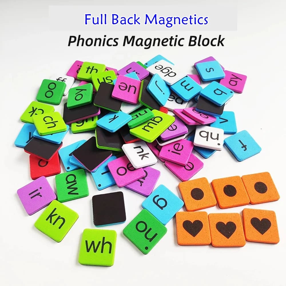 Piastrelle magnetiche per bambini Set di apprendimento fonetico Sussidi didattici per lezioni di inglese Ortografia delle lettere Blocchi di costruzione Riscritti