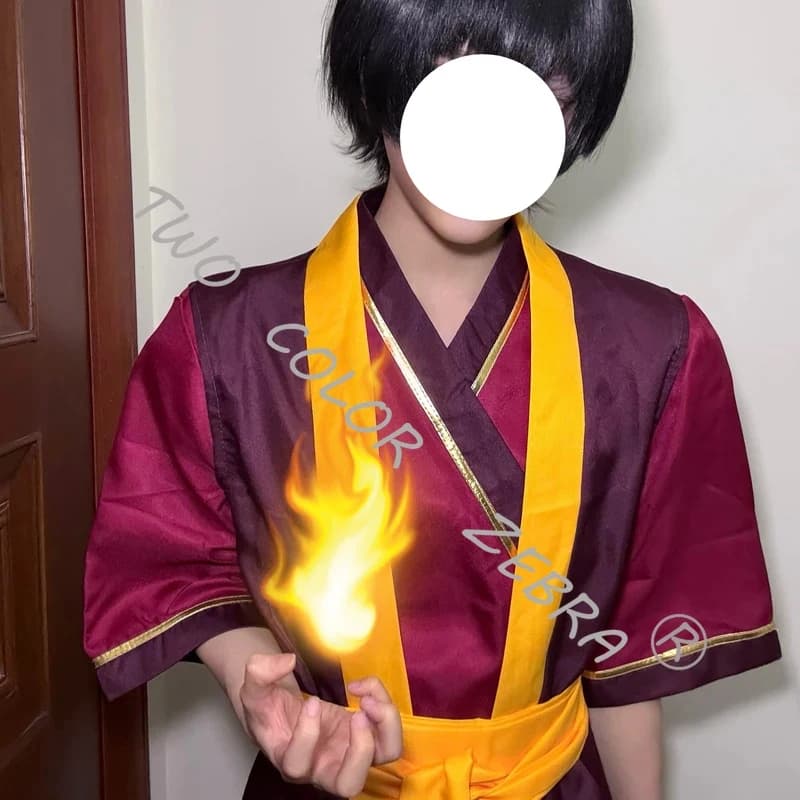 A;3\v,7'd/Avatar The Last Airbender Zuko Prince Cosplay Costume Red & Orange Anime Cos Suit Tunic Sash Leggings Wig fow.3;v'6\b/