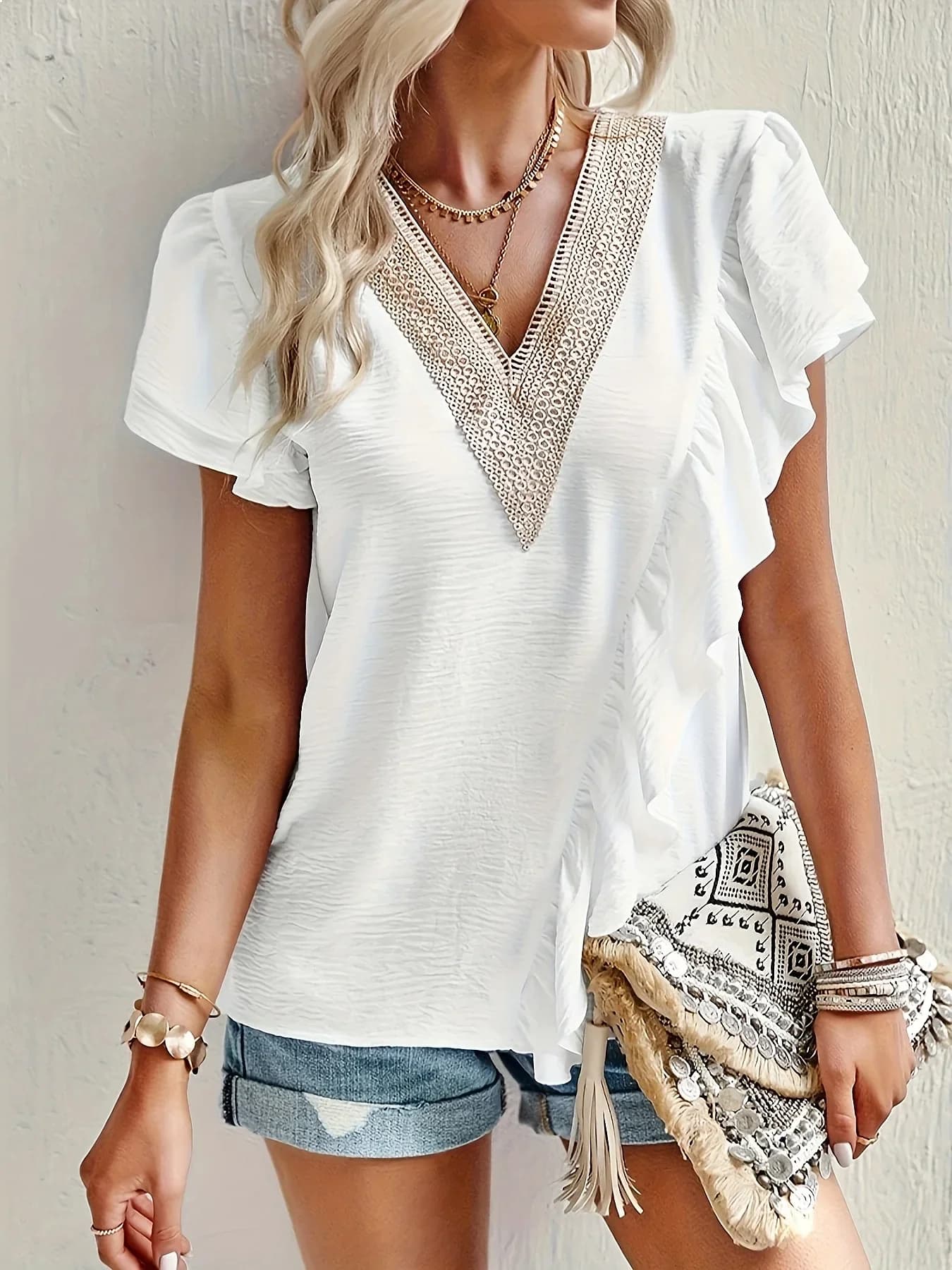 Women Plus Size Summer Shirt Casual Chic Elegant Fashionable Short Sleeve Blouse