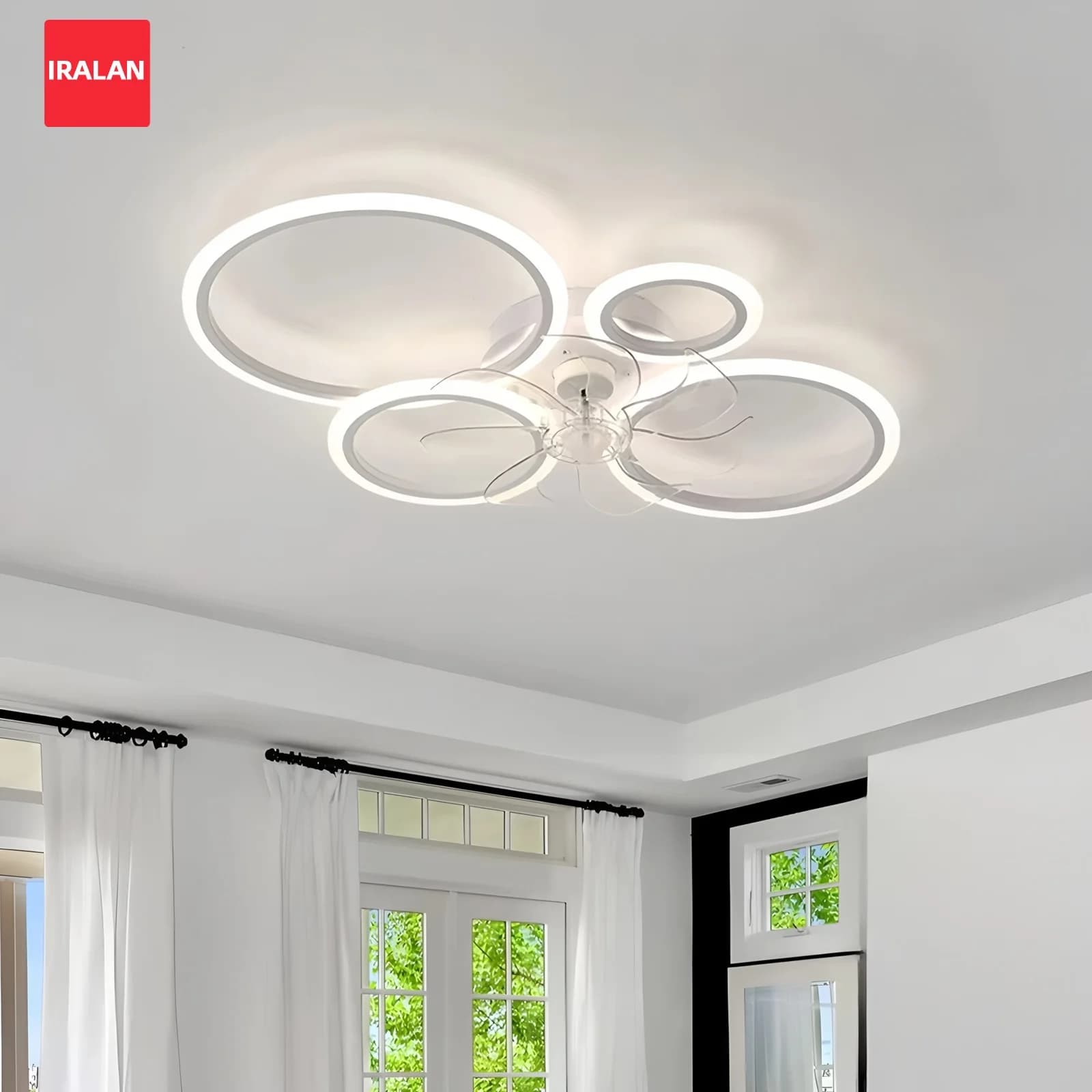 Ventilatore da Soffitto con Lampada, Illuminazione Semplice in Acrilico, Decorazione per Soggiorno e Ristorante, Ventilatore Elettrico Silenzioso e Fresco