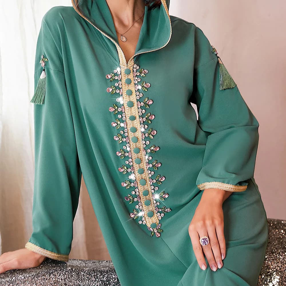 Women Muslims Dress Eid Djellaba Ramadan Muslim Women Maxi Hoodie Abaya Turkey Caftano Islam Jalabiya Caftano Dubai Robe