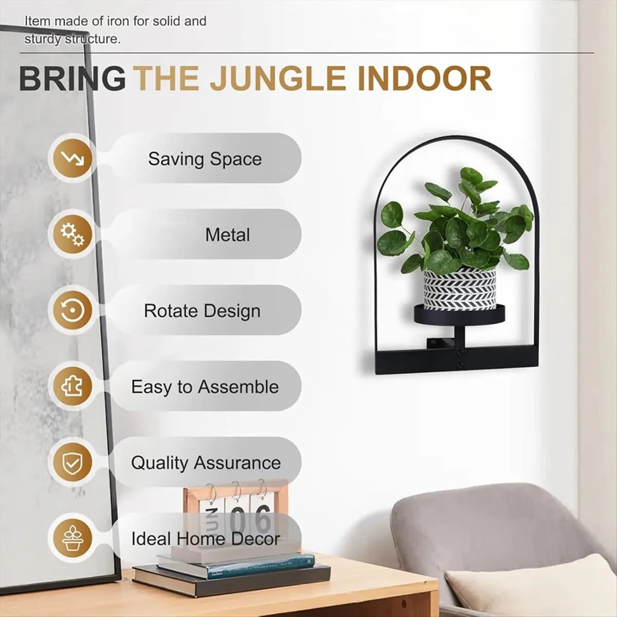 N14R Top 2Pcs Wall Plant Holder ,Wall Planter,Window Plant Shelf Picture Frame Metal Plant Holder Ease of Modern Style
