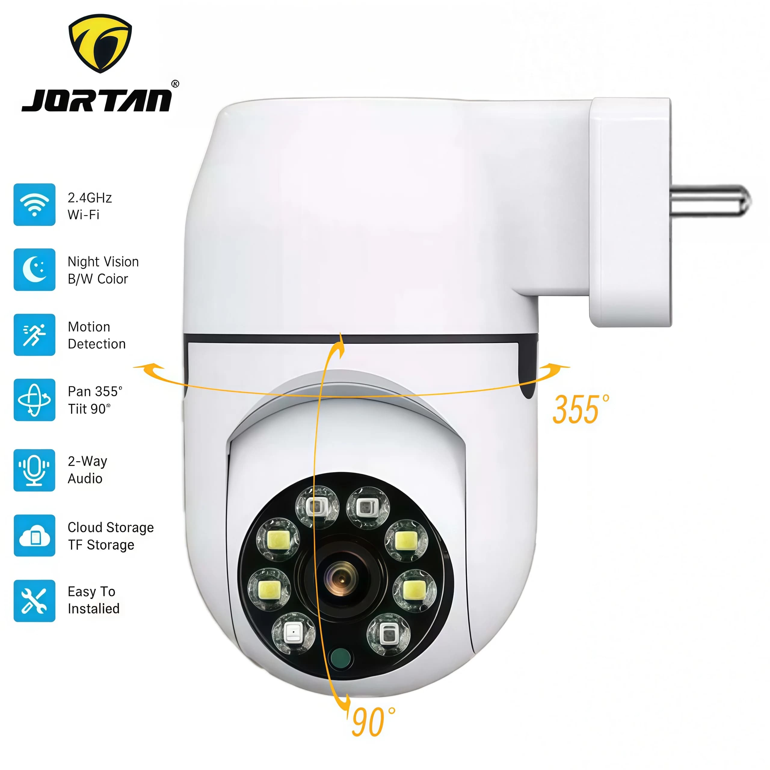 2MP Plug-in Wifi Child Surveillance Camera Interior Security Wireless 360 IP Video Home Intelligent Life CCTV PTZ ONVIF Night Vision Cam