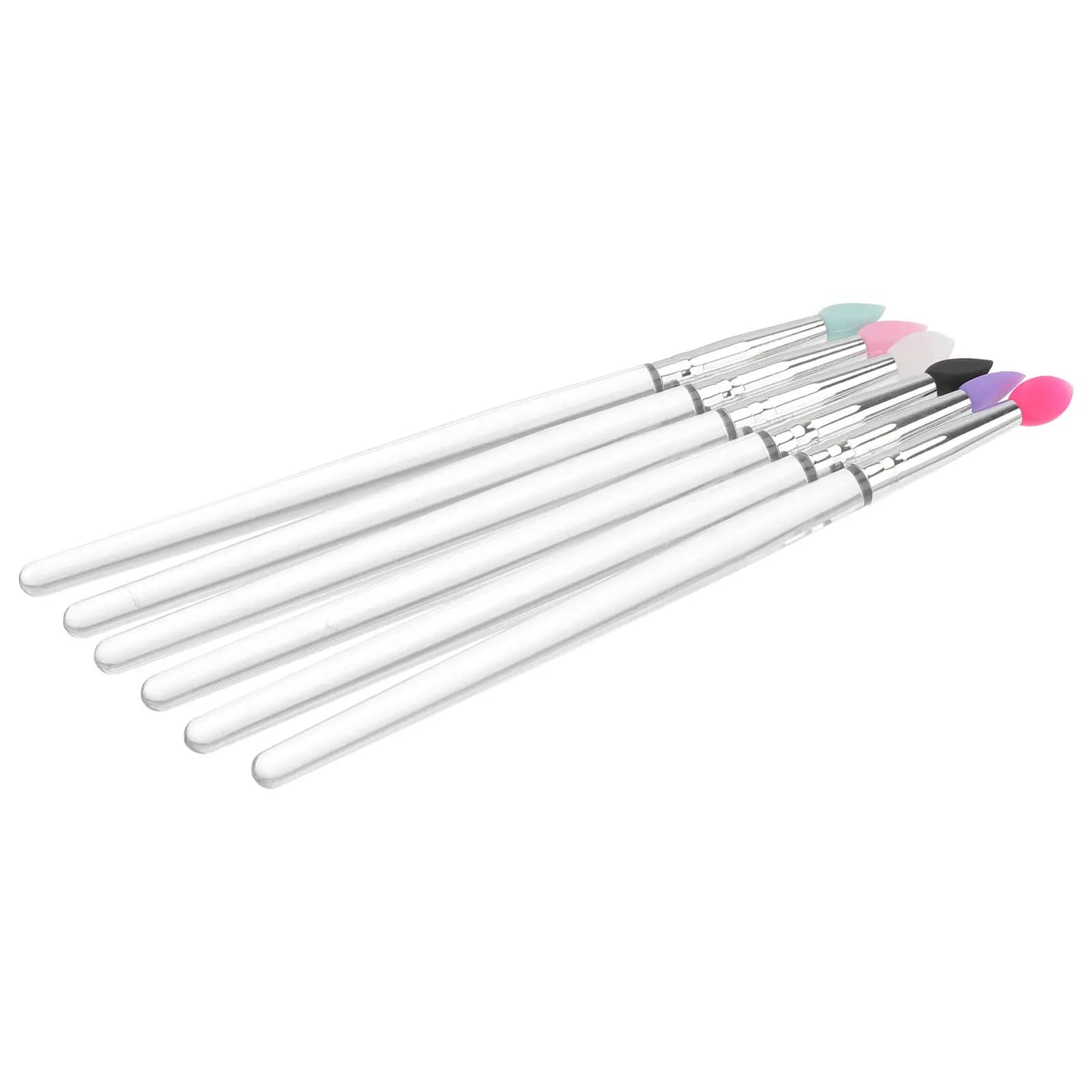 Set di 6 Pennelli per Ombretto in Silicone, Strumento Portatile per il Make-Up, Kit Professionale per Applicare l'Ombretto, Facile da Trasportare