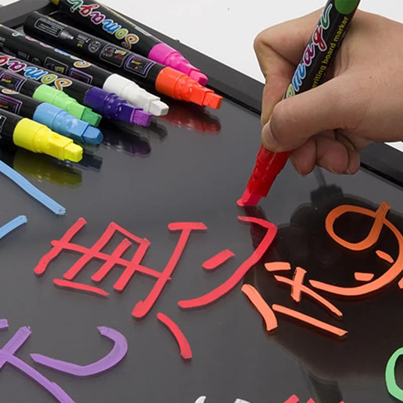 Pennarello Cancellabile per Lavagna Fluorescente, Penna per Disegno su Schermo LED Elettronico, Pennarello Colorato, Penna Graffiti Lampeggiante per Vetro