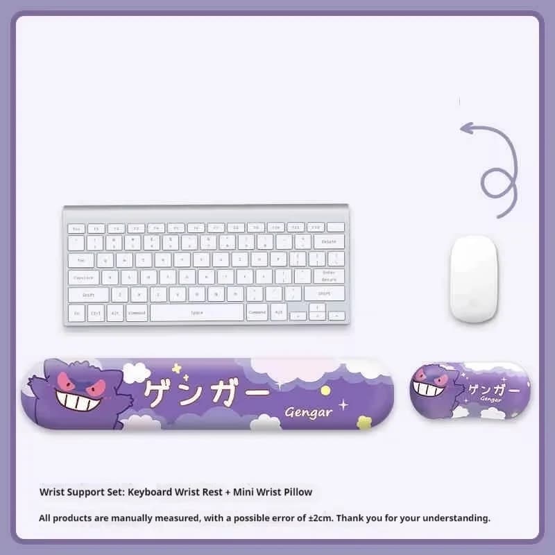 Gengar Jigglypuff Pikachu Tappetino per mouse con poggiapolsi simpatico cartone animato - Tappetino per tastiera con supporto per polso in silicone per regalo per uso ufficio da donna