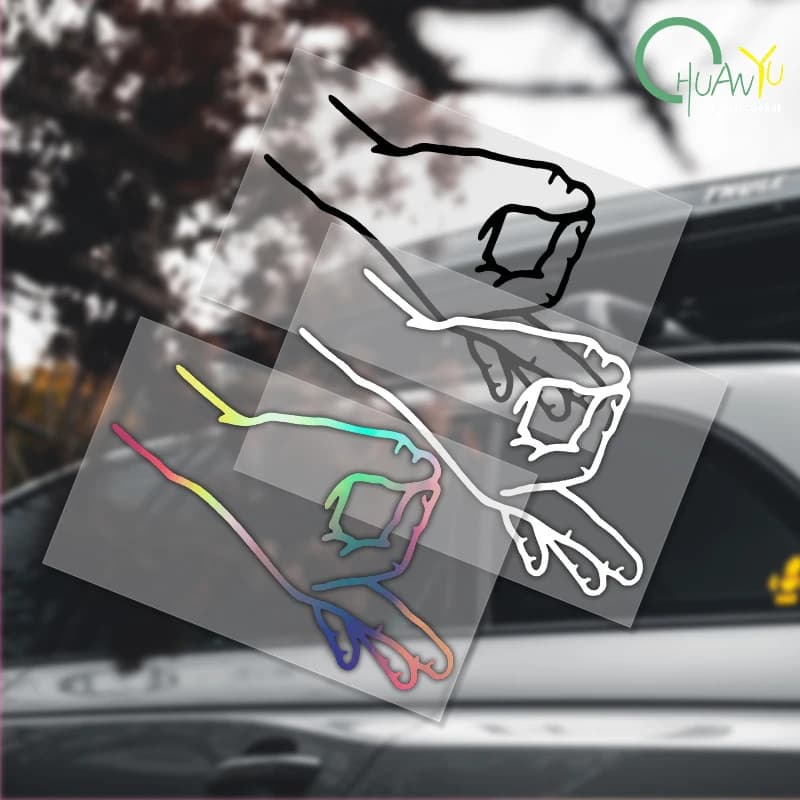 Interessante confezione Cerchio Gioco Mano Dito Adesivo per auto Vinile su Car Styling Decal Moto Divertente Adesivo Auto