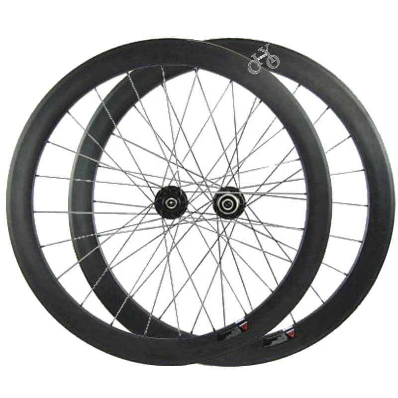 Ruota per bici in carbonio a forma di U 50mm Copertoncino Set di ruote per bicicletta in fibra di carbonio Larghezza 25mm V Ruote in carbonio con freno Bici da strada