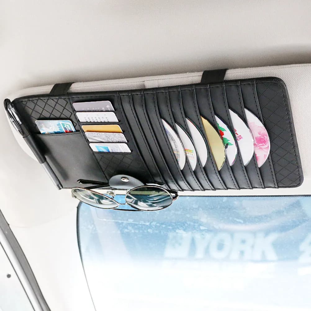 Borsa portaoggetti per visiera auto, porta CD, penne e carte, organizer multifunzionale, accessorio per interni auto