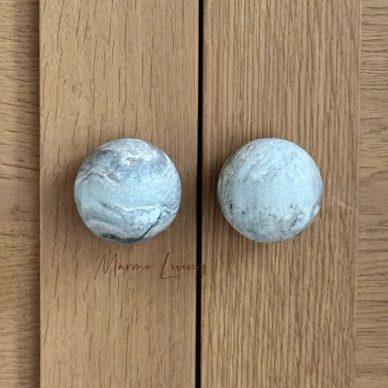 100% Natural Marble Door Handle Black Silver Travertine Stone Ball Knob Designer Art Retro Drawer Handle