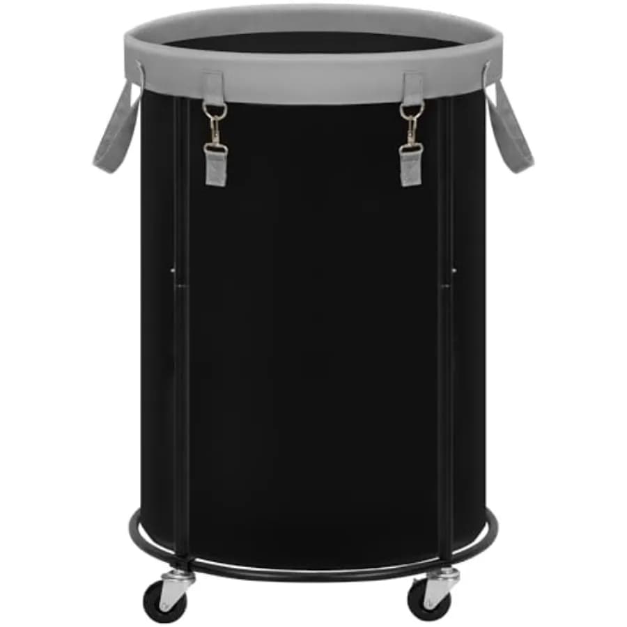 Cesto Portabiancheria con Ruote 110L, Carrello Portabiancheria Rotondo con Telaio in Metallo e Sacco Rimovibile, Cesto per Vestiti