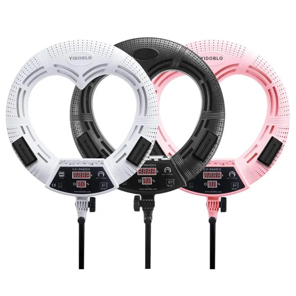 Anello luminoso LV-960DII 96W per trucco, luce di riempimento per live streaming, anello luminoso a LED a forma di cuore, dimmerabile, lampada per YouTube, foto e video.