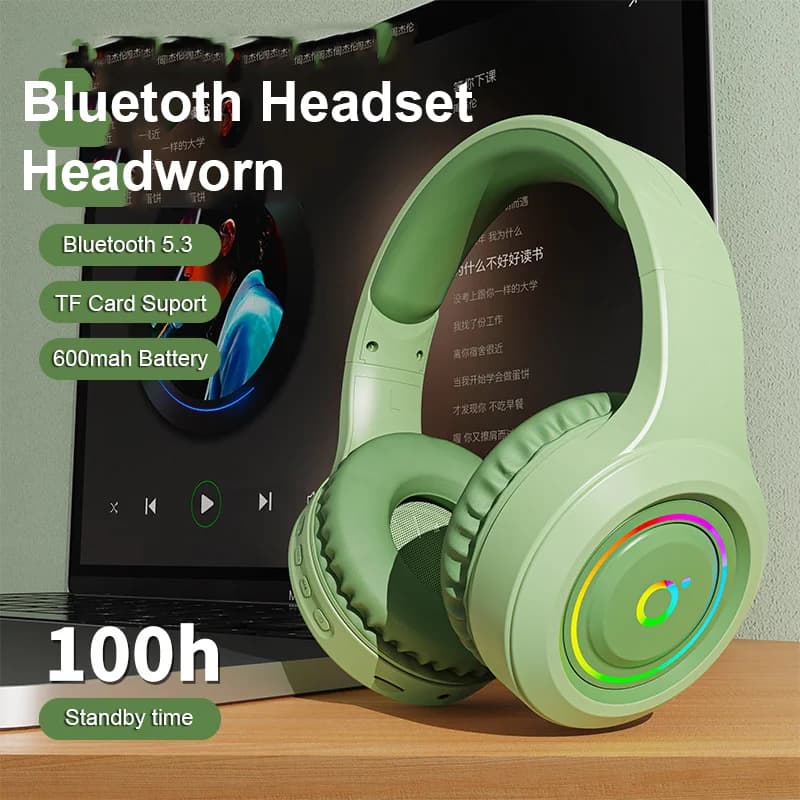 Bluetooth 5.3 Wireless headphones E-sport low latency play headphones RGB bright 600mah long battery life earphones