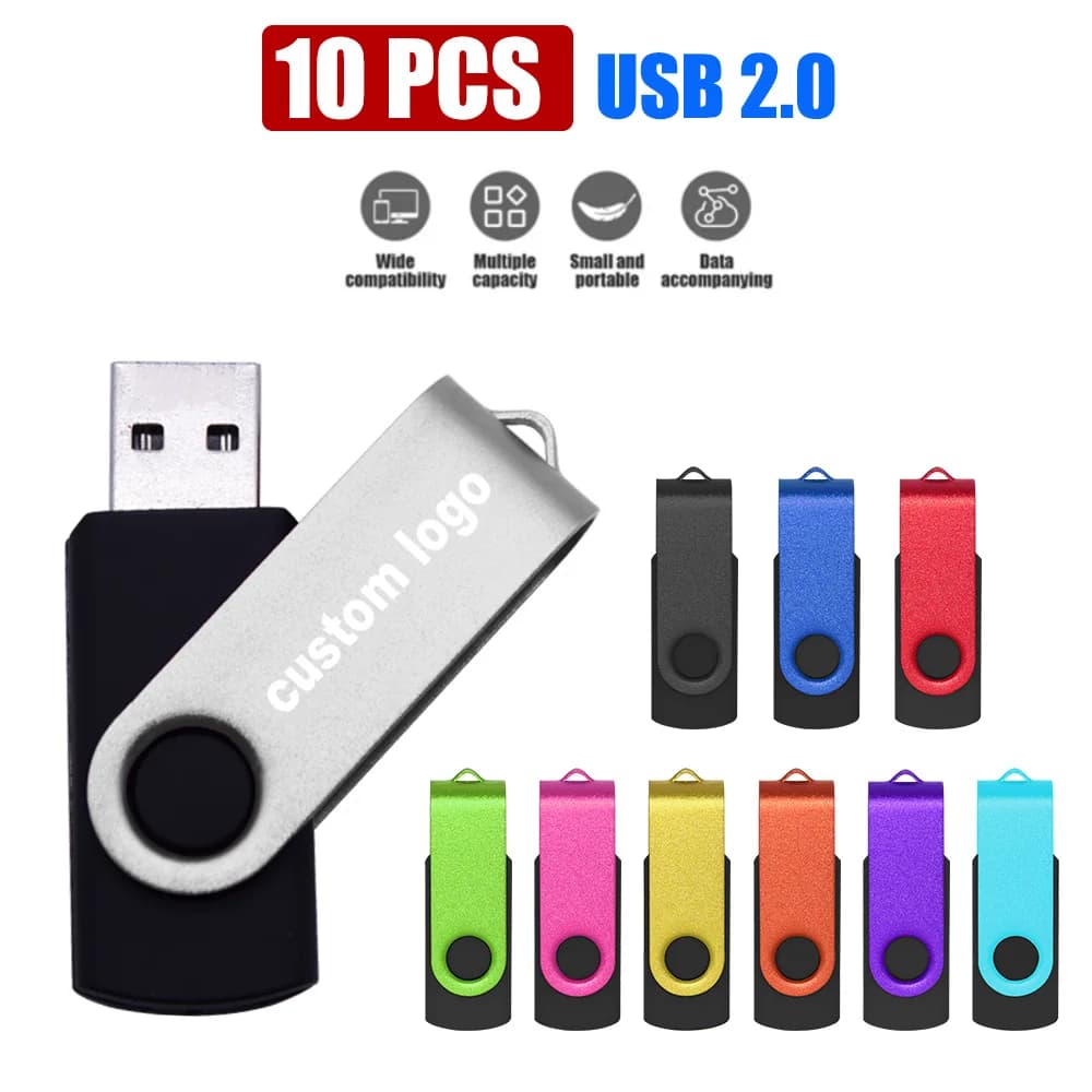 10 pz/lotto USB 2.0 Chiavetta USB Scheda di Memoria Flash 32 GB Pendrive 64 GB Chiavetta USB 4 GB 8 GB 16 GB Memory Stick U Disco Logo Libero