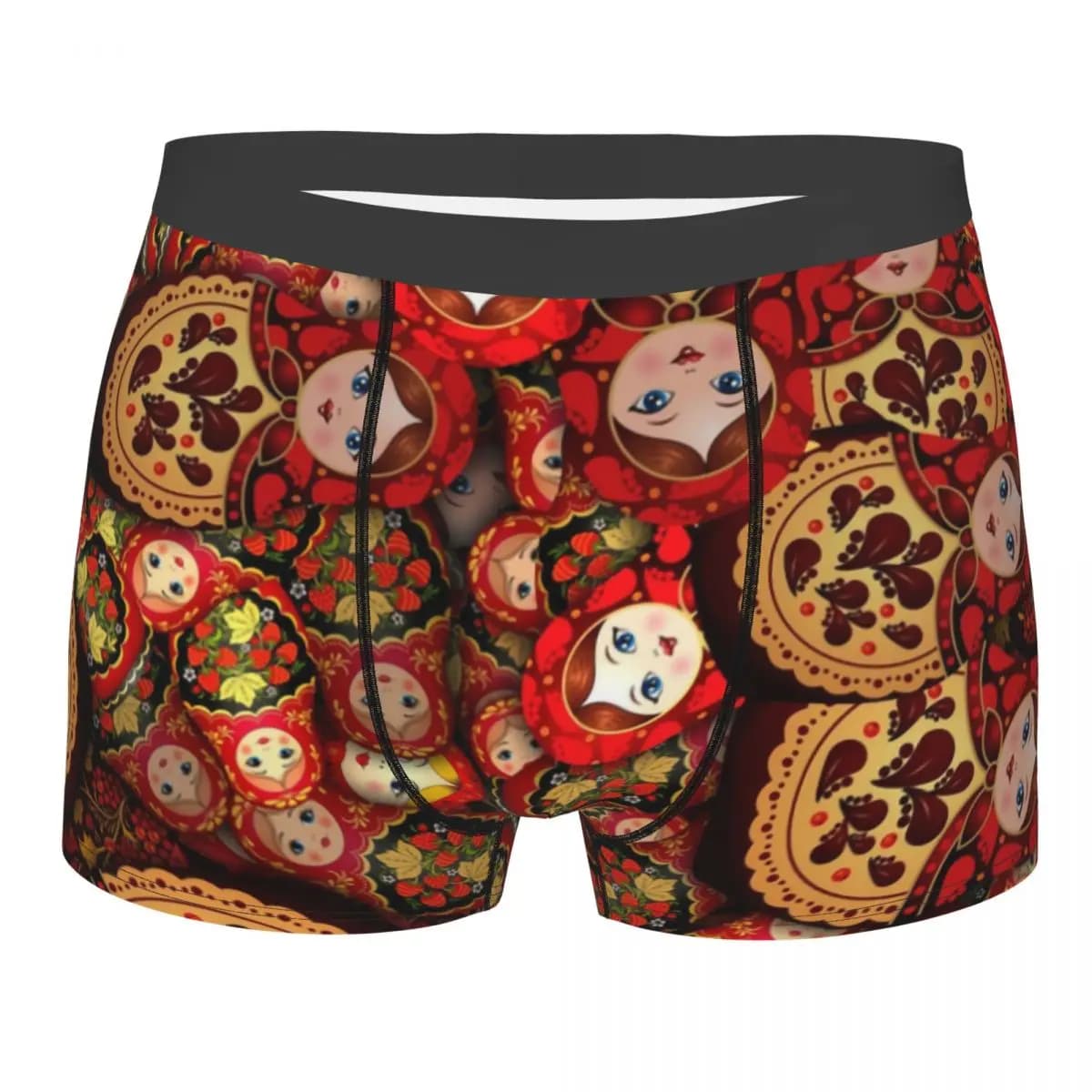 Intimo da uomo con stampa sexy personalizzata a tema Matryoshka russa, boxer con motivo Babushka, mutande con arte popolare russa