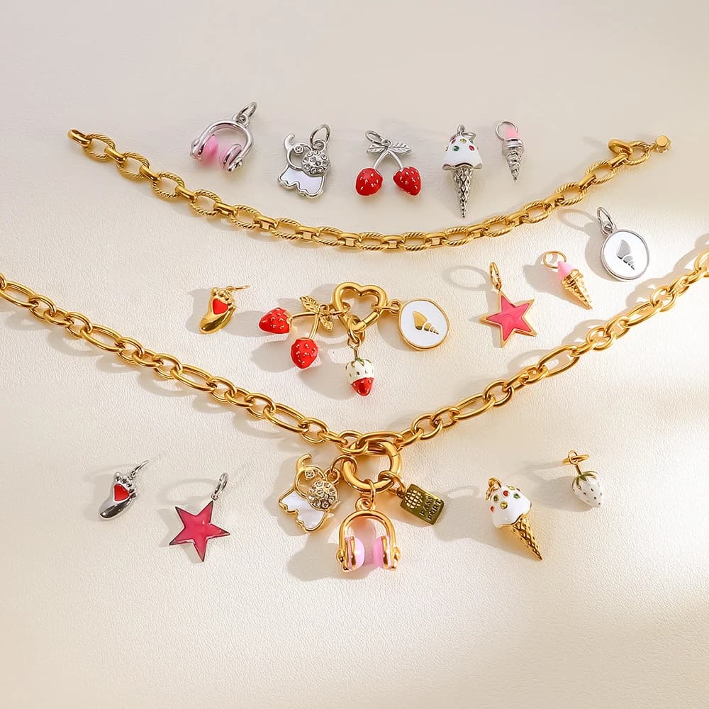 8pcs DIY Mix Stainless Steel Oil-drop Solid Colorful Star Elephant Pendant Jewelry Accessories Bracelet Earrings