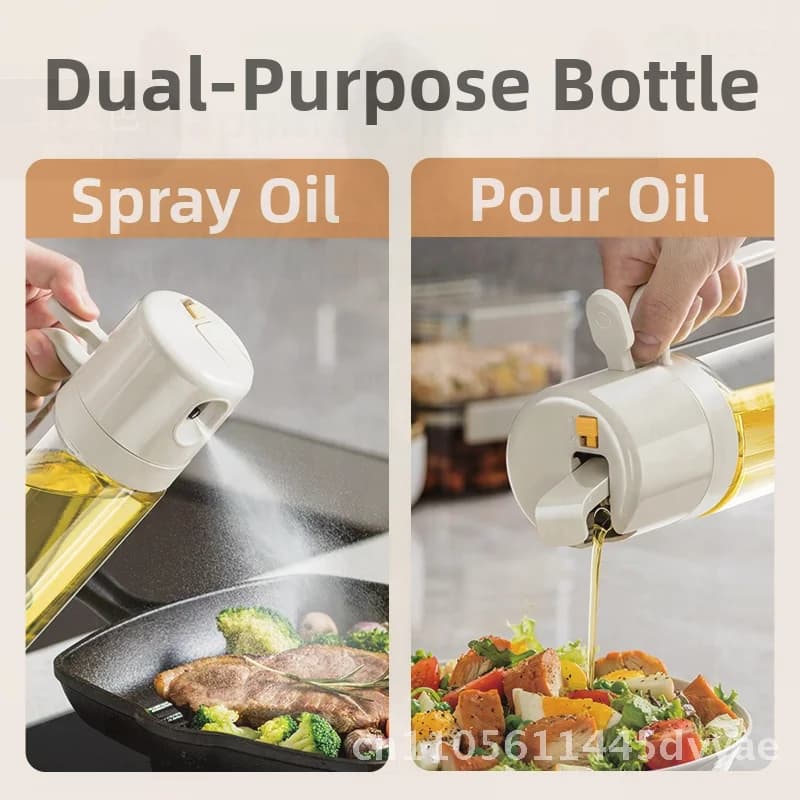 Spruzzatore d'Olio in Vetro da 550ml per Friggitrice ad Aria, Uso Domestico e in Cucina, Bottiglia Spray per Olio a Atomizzazione Inversa, Design Moderno e Minimalista