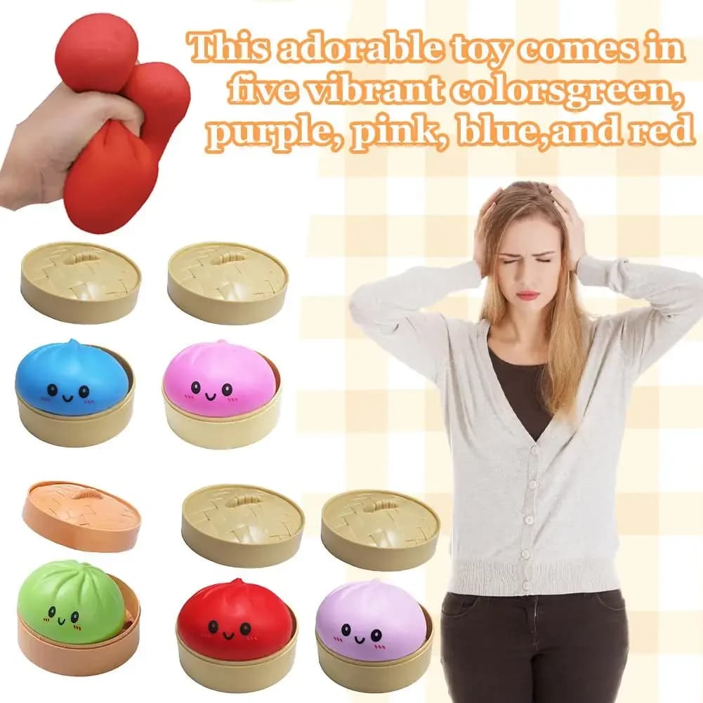 Palline Antistress Colorate a Forma di Raviolo - Giocattoli Riutilizzabili a Basso Rimbalzo per Decompressione e Idee Regalo, Palline Morbide per Alleviare l'Ansia