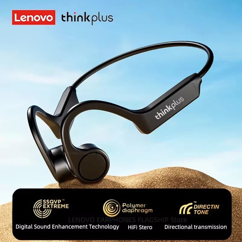 Lenovo X4 Auricolari a conduzione ossea Bluetooth 5.3 Cuffie senza fili Gancio per l'orecchio Sport Auricolare stereo Hifi impermeabile con microfono