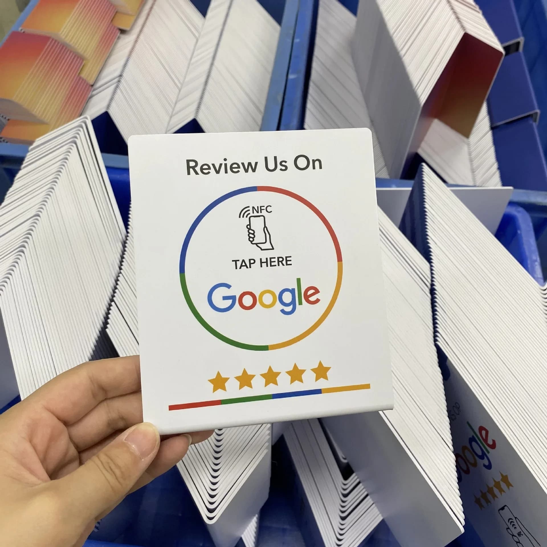 5YOA 13.56Mhz NFC Card Google Review Programmable Station Table NFC Google Reviews Display Bending Card Standing Brand Bracket