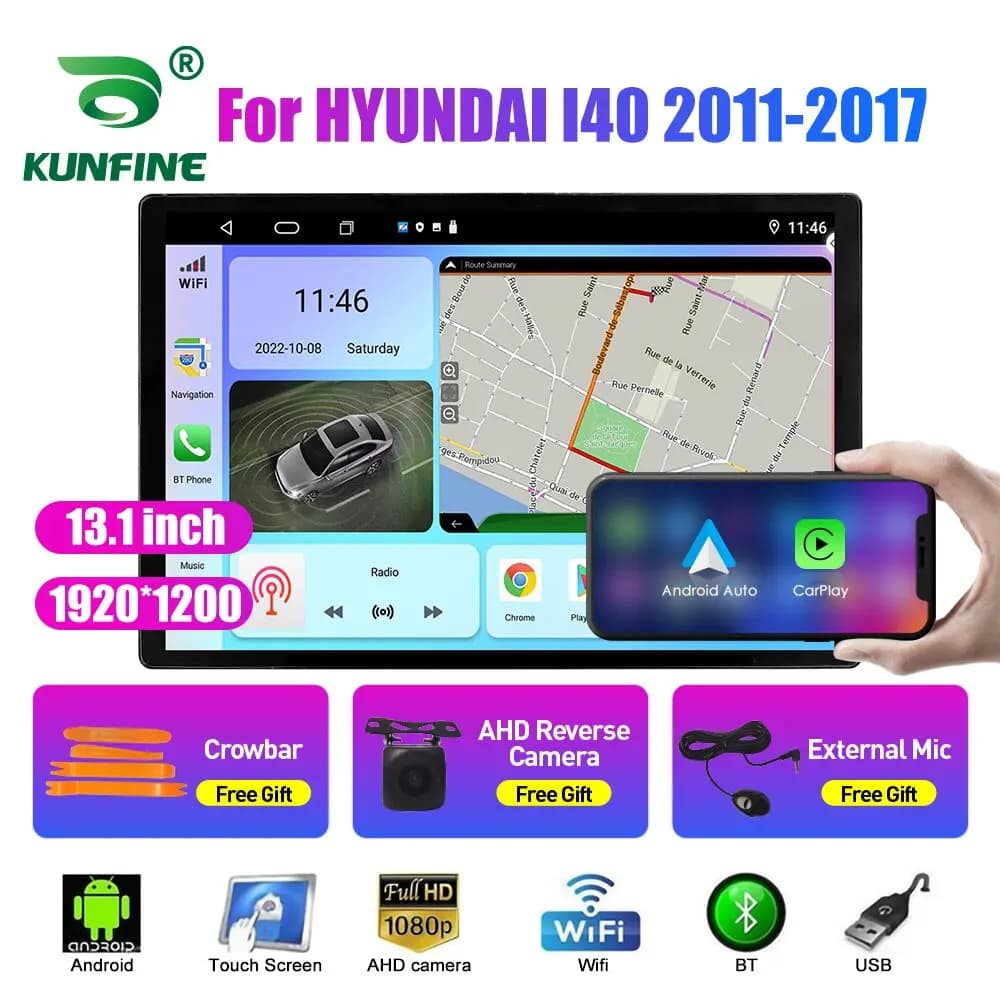 Autoradio da 13.1 pollici Per HYUNDAI I40 2011 2012-2017 Auto DVD di Navigazione GPS Stereo Carplay 2 Din Multimediale Centrale Android Auto
