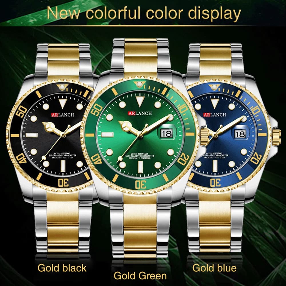 ARLANCH Orologio da uomo in acciaio al quarzo di vendita calda Data luminosa Orologio sportivo analogico casual Orologio da lavoro impermeabile Relogio Masculino maschile