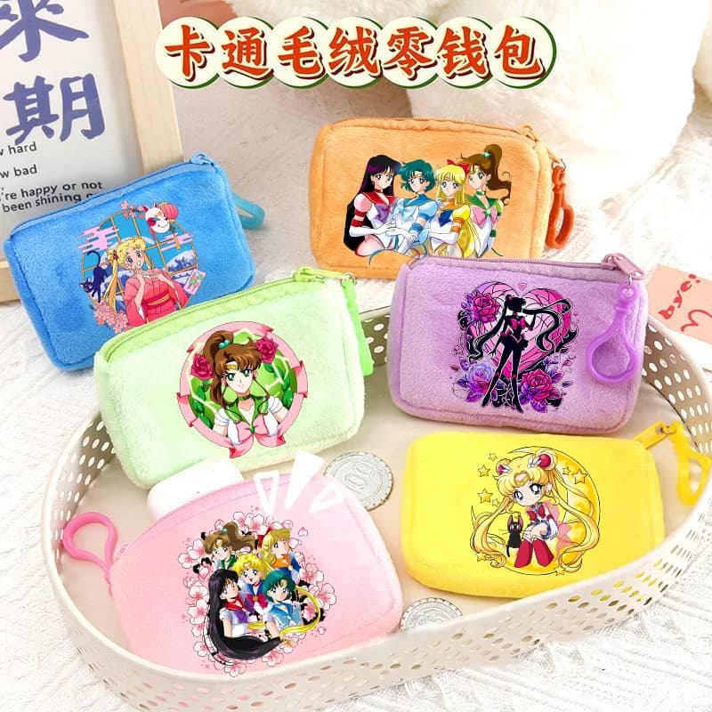 Portamonete Sailor Moon, Mini Portafoglio Portatile con Stampa Anime Kawaii, Graziosa Custodia per Cuffie, Borsa Portaoggetti, Regalo di Compleanno