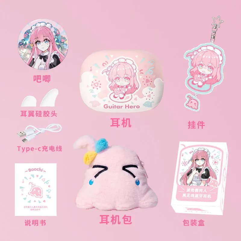 Auricolari wireless personalizzati a tema anime Honkai Impact 3, Bluetooth 5.3 HiFi, Bocchi Cosplay, controllo touch, regalo per studenti e appassionati di fumetti.