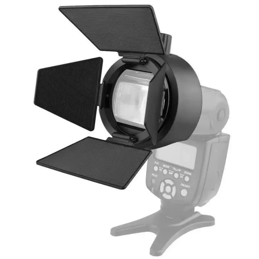 AK-R14 Luce per Fotocamera Esterna a 4 Vie con Porta a Barn Door Compatibile con Serie Flash V1 e Testa Flash Rotonda AD200 Pro - Accessori Fotografici