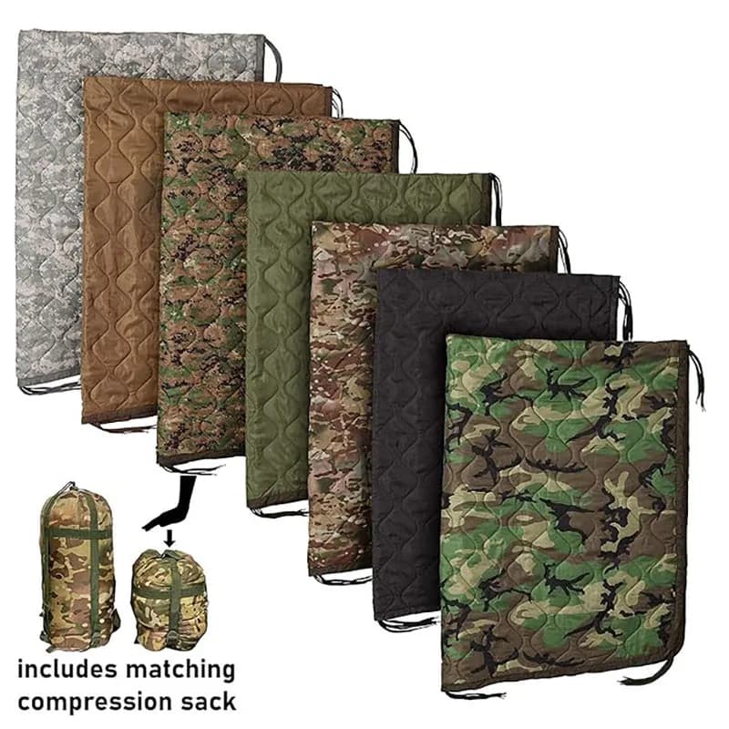 Mimetic folding tactical sleeping bag with hinge blanket for hiking, outdoor survival, camping, poncho, light