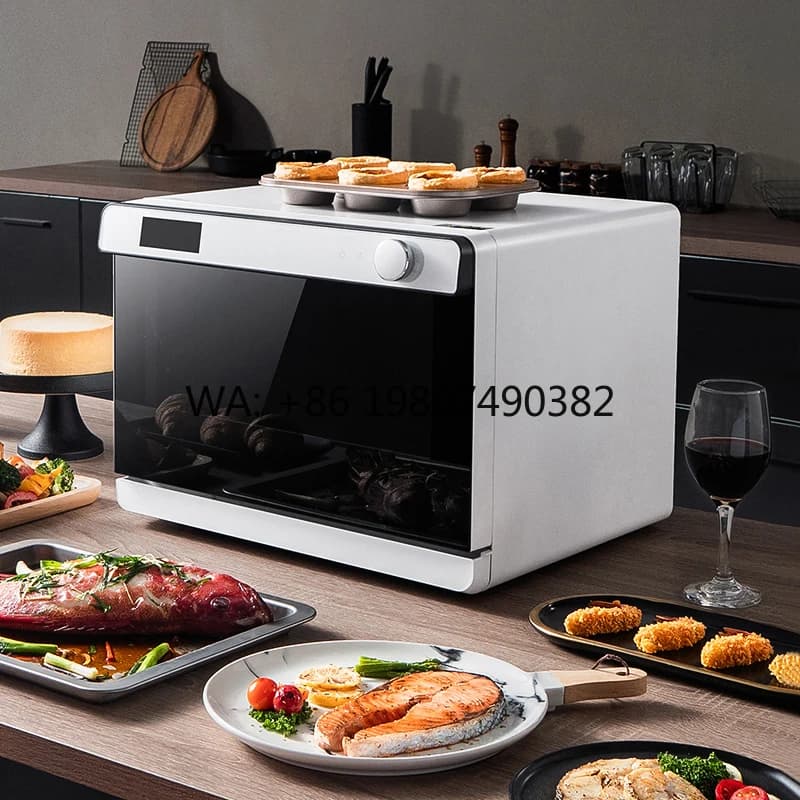 Stainless Steel Smart Steam Air Fryer, LCD Display, Multifunctional Electric Oven, Premium Home Kitchen Appliance