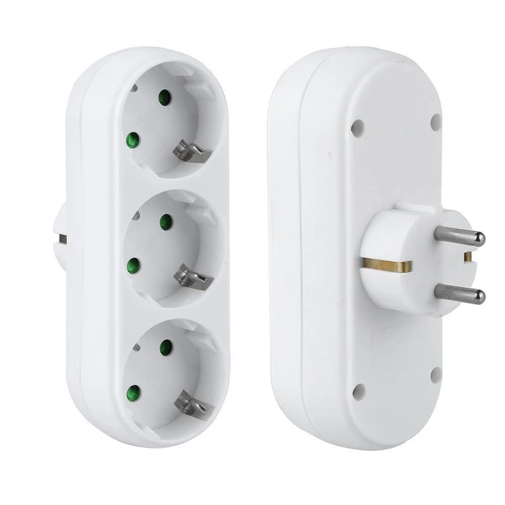 3-in-1 European plug adapter - Wall extension socket | 16A high-power 3680W | German standard | Suitable for home and travel use