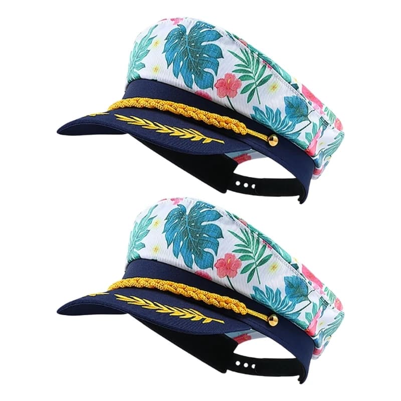 N7YF Lightweight Party Hat With Golden Rope Embroidery Branch Decoration Unisex Adjustable Head-band For Marine Event